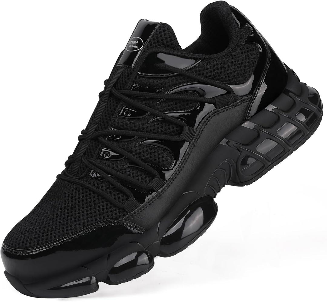 Steel Toe Shoes for Men Women Composite Toe Shoes Indestructible Safety Shoes Lightweight Steel Toe Sneakers Slip Resistant Puncture Proof Air Cushion Breathable Industry Construction Work Shoes, 9.5 Women/8 Men, Black06