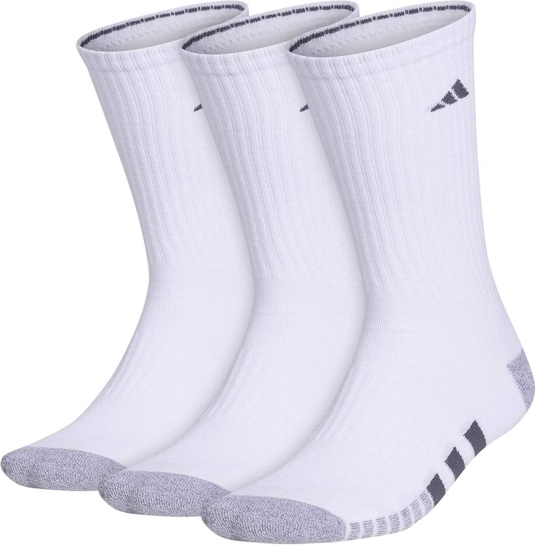 adidas Men's Athletic Cushioned Crew Socks (3 Pairs) Workout & Training (Large, White/Grey/Onix Grey)