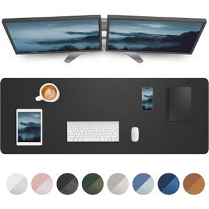 Leather Desk Pad Protector,Mouse Pad,Office Desk Mat, Non-Slip PU Leather Desk Blotter,Large Desk mat,Waterproof Keyboard mat for Office/Home/Decor (Black,48" x 24")
