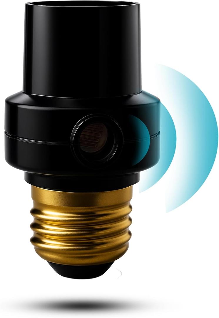 Dusk to Dawn Sensor - Photocell Outdoor Light Timer for Light Fixtures - Photoelectric Sensor Switch for Indoor & Outdoor Light - Compatible with LED Bulbs (Black)