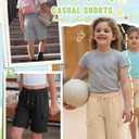 3 Pack Girls' Cargo Bermuda Shorts | Knee Length Sweatshorts, Loose, Summer, Athletic, Baggy, Elastic Waist, Daily, Hiking, Running, School, 4 pockets, 5-14 Years