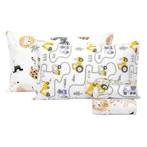 Salt Earth 100% Cotton 210TC Kids Bedsheet, Twin Sheet Set, Toddler Bed, 4-Piece Set – 2 Fitted Sheets & 2 Pillowcases, Themed Toddler Bed Sheets, Cute Kids Bedding (Jungle Safari/Tractor)