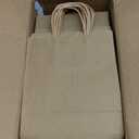 100 Pack 5.8x3.2x8.25 Inch Brown Kraft Paper Gift Bags with Handles - Bulk Small Plain Natural Bags for Birthday Party Favors, Grocery, Retail Shopping, Wedding, Craft, Goody, Takeouts, and Business
