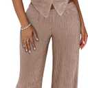 LovelyWholesale Sexy 2 Piece Outfits for Women Textured Tube Top and High Waist Wide Leg Pant Set, X Large