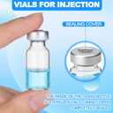 120 Pack Sterile Empty Vials with Self Healing Injection Port Clear Glass Empty Sample Vials with Sealed Aluminum Caps Flat Bottom Lab Vial (3ml)