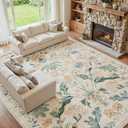 10x14 Area Rugs Boho Floral Washable Living Room Rug Neutral Carpet Bedroom