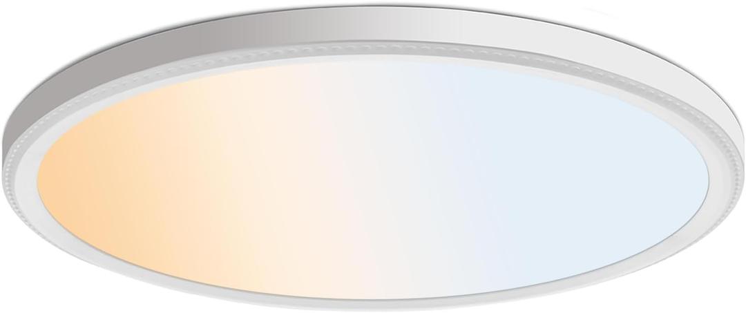 WKONCLDY 5CCT 3000k//3500k/4500k//5000k/6000k Selectable, Dimmable Led Flush Mount Ceiling Light, 20 Inch 5000LM Round Modern Flat Panel,Super Slim for Living Dining Kitchen Bedroom Room, 20in-1Pack