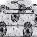 ZOYER Floral Bed Sheets Set Full Size - Double Brushed Microfiber Black & White Flower Sheets Fitted Up to 15 Deep Pocket, Breathable, Extra Soft Dark Pattern Sheet, 4pc, Daisy Day