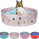 Dog Ball Pit, Foldable Ball Pit for Dog, Balls Pit for Dogs, Balls Pit for All Types of Dogs, Suitable for Indoor and Outdoor Activities (47.24inches in Diameter,No Ball Included,Khaki) (Large)