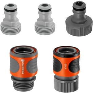 GARDENA (18270-81) 5-Piece Quick Connect Hose Fittings: Garden Hose Quick Connect Kit for 5/8 Inch or 1/2 Inch Hose - Quickly Connect Garden Hoses, Sprinklers, Spray Nozzles, and Accessories.