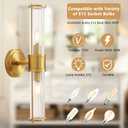 Gold Wall Sconce, Bathroom Light Fixtures with Threaded Glass Indoor Wall Sconces, Modern Sconce Wall Lighting Up and Down Vanity Lights Fixtures for Bathroom Mirror, Hallway, Living Room