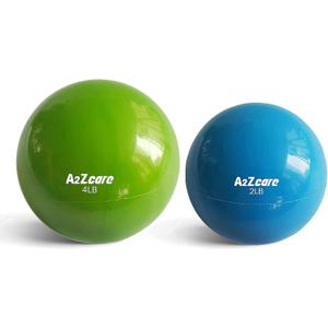 A2ZCARE Toning Ball - Weighted Toning Exercise Ball - Soft Weighted Medicine Ball for Pilates, Yoga, Physical Therapy and Fitness (Blue (2lbs) and Green (4lbs))