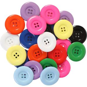 Large Resin Sewing Buttons, 1-1/2 inch,38mm, 4-Hole, Multicolored Craft Buttons for DIY Projects, 30 Pack (Multicolored)