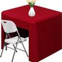 34 x 34 inch Square Fitted Open Back Tablecloth for Folding Table Washable Polyester Table Cover for Trade Show Wedding Party Picnic Outdoor Events Red