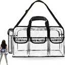 20" Large Clear Tote Makeup Carry On Bag for Travel, Clear Duffle Toiletry Cosmetic Bag Professional Organizer Bags for Make up Set Artist Work Beach Gym