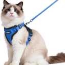 rabbitgoo Cat Harness and Leash for Walking, Escape Proof Soft Adjustable Vest Harnesses for Cats, Easy Control Breathable Reflective Strips Jacket, Navy Blue, M