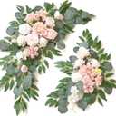 Wedding Sign Faux Flower Swag (Pack of 2) for Ceremony Party Reception Entrance Floral Decor Wall Easel Stand for Wedding Poster Welcome Sign (Pink)