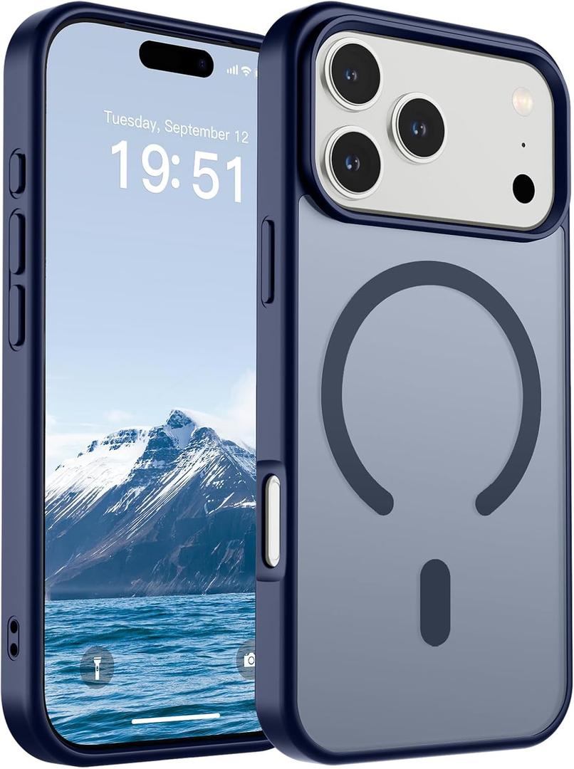 SUPFINE Magnetic for iPhone 17 Pro Case (Compatible with MagSafe)(Military Grade Drop Protection) Translucent Matte Shockproof with Anti-Fingerprint Phone Cover 2025, Navy Blue