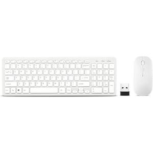 Wireless Keyboard and Mouse Combo, Compact Quiet Wireless Keyboard and Mouse Set 2.4G Ultra-Thin Sleek Design for Windows, Computer, Desktop, PC, Notebook, Laptop (White), 2 Pack