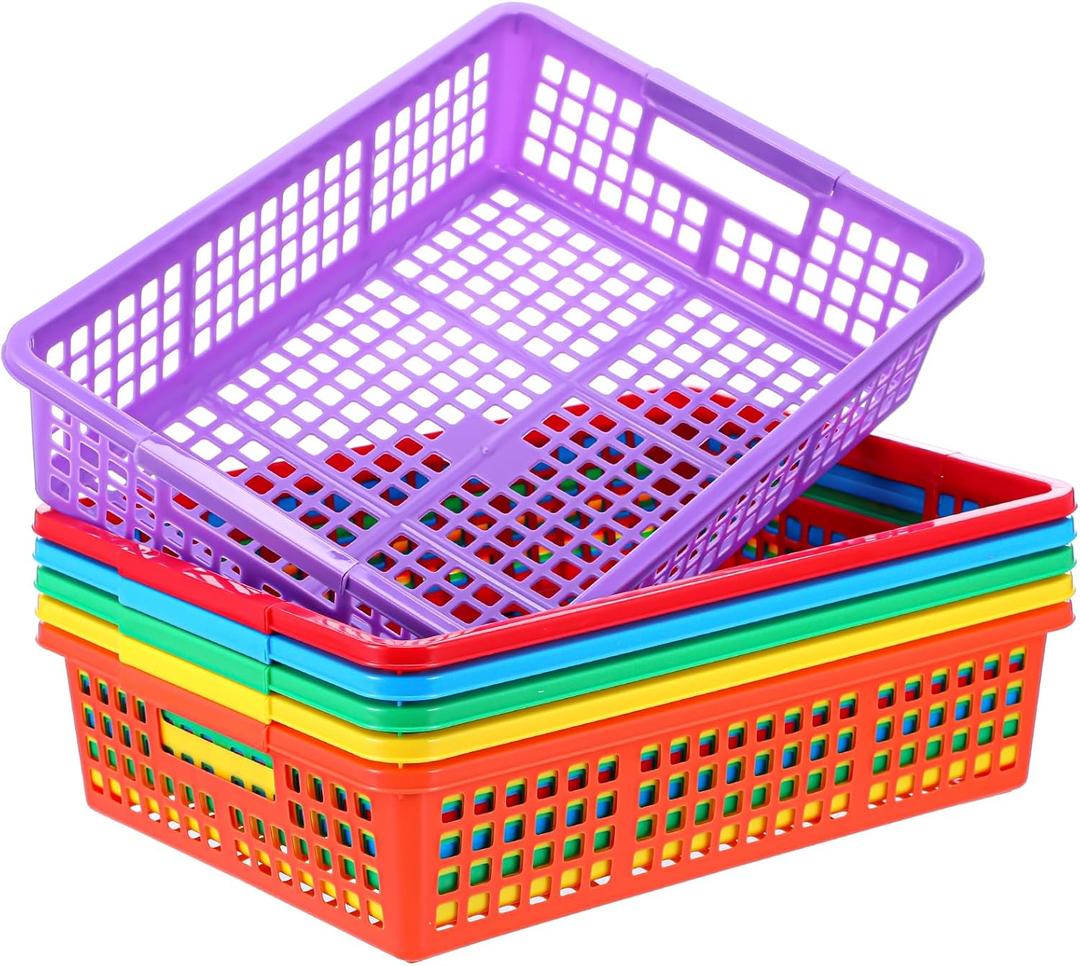 6 Pcs A4 Paper Plastic Tray Organizer, Colorful Storage Bin Basket Organizers for School Supplies, Classroom Organization & Storage Paper Tray Holds 4A Paper, Paper Trays for Toy, Crayons, Handicrafts
