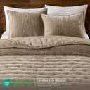 WDCOZY Cloud Soft King Size Quilt Set, Beige Tan Taupe Chenille Velvet