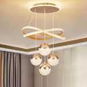 Modern Gold LED Chandeliers, 3-Color Dimmable Pendant Light for Kitchen Island, Dining Room, Living Room, Contemporary Hanging Ceiling Light, Adjustable Height, Perfect for Modern Home Decor.