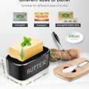 Butter Dish with Lid: Large Butter Dish for Countertop - Ceramic Butter Keeper Container with Knife and High Quality - Silicone Sealing Butter Box for Home Decor Good Kitchen Gift Black