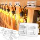 Hooks for Outdoor String Lights Clips: 54Pcs Double Hooks for Hanging - Heavy Duty Clear Cable Clips with Waterproof Adhesive Strips for Hanging Christmas Light No Drill No Damage