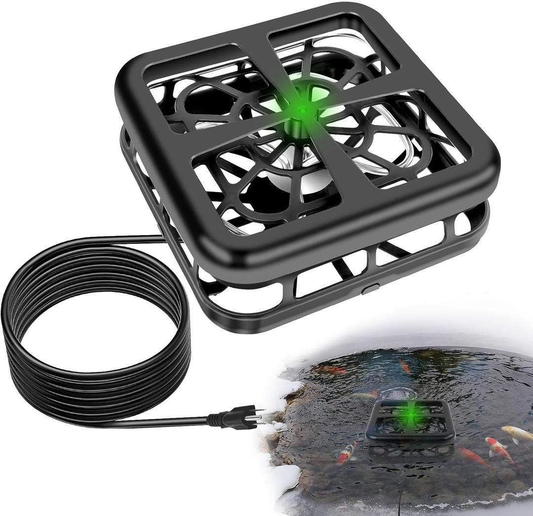 1000W Pond Heater, Floating & Submersible Pond De-Icer for Outdoor Ponds Fish, Thermostat Control Pond Deicer with Indicator Lights, Koi Pond Stock Tank Water Trough Heater for Winter