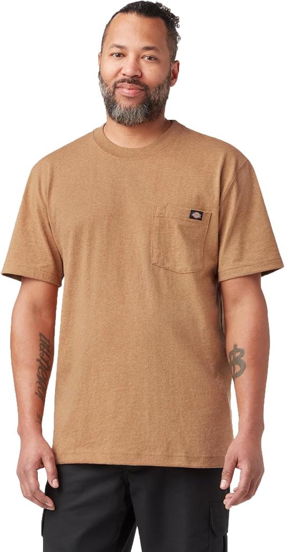 Dickies Men's Big & Tall Heavyweight Crew Neck Short Sleeve Tee (X-Large Tall, Brown Duck Heather)