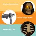 JOYIN 6 Ft Flying Grim Reaper Animated Halloween Decorations Outdoor with Sickle, Spooky Sound Animatronics Standing Skeleton for Scary Haunted Houses Prop Graveyards Lawn Party Yard Decor