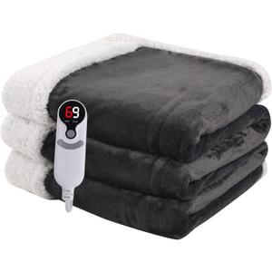 Heated Blanket Electric Blanket Full Size 72''x84'', Soft Flannel Heating Blanket with 1-10 Hour Auto Off - 6 Heat Settings - Machine Washable - Dark Grey