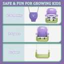 2 in 1 Toddler Swing & Baby Jumper, Foldable Baby Bouncer with Soft Cushion, Foldable Indoor & Outdoor Use, Easy to Install & Store Swing Sets for Backyard Play (Purple)