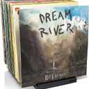 Premium Vinyl Record Holder - a Mid-Century Style Record Holder for Albums, 50-60 LP Capacity - with a Now-Playing Record Display Groove (Black)