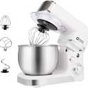 Kitchen in the box Stand Mixer, 3.2Qt Mini Electric Food Mixer, 6 Speeds Portable Lightweight Kitchen Mixer for Daily Use with Egg Whisk, Dough Hook, Flat Beater (White)