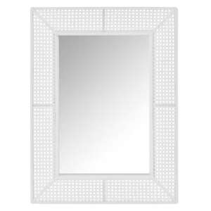 Rectangle White Rattan and Cane Mirror (18x1.25x23.75) 