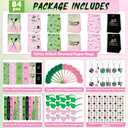 84pcs Pink and Green Witch Party Favors Birthday Decorations Pens Notepads Sunglasses Paper Gift Bag Key Chains Slap Bracelet Sticker Halloween Themed Party Supplies for Gift Party