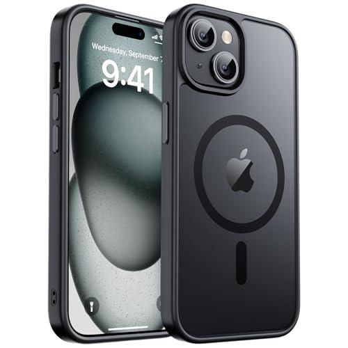 zapica Magnetic for iPhone 15 Case & iPhone 14 Case, [Compatible with MagSafe] [Military Grade Drop Protection] Translucent Matte Shockproof Anti-Scratch Phone Cover, Black