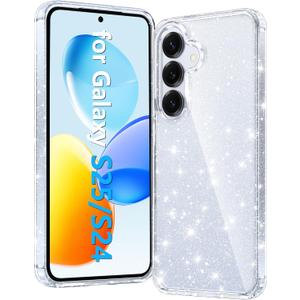 FNTCASE for Samsung Galaxy S25 Case: for Samsung-S24 Bling Sparkle Clear Military Grade Drop Protection Anti Yellowing Glitter Cell Phone Cover - Rugged Shockproof Protective Transparent Cases