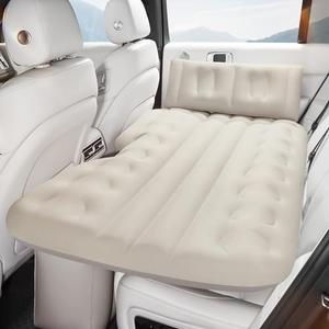 Inflatable Car Air Mattress for Back Seat & SUV - All-in-One Design with Built-in Pump & Pillow, Quick 1-Key Inflation/Deflation, Comfort Portable Bed for Camping, Travel, Trucks | Beige