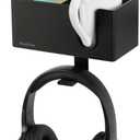 ROSLINE 3-in-1 Clip-on Desk Organizer - Pen, Headphone, and Cup Holder for Expanding Office and Gaming Space (Black)