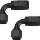Ucreative 2PCS 10AN 90 Degree Swivel Hose End Fitting for Braided CPE Fuel Hose Black