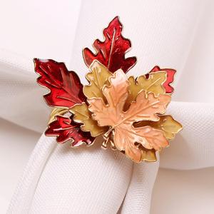 8 Pcs Maple Leaves Napkin Ring, Fall Metal Napkin Ring Holder Maple Leaves Serviette Buckle Holder Autumn Leaf Napkin Buckle for Harvest Season Thanksgiving Fall Decoration (3 Color - 8 Pcs)