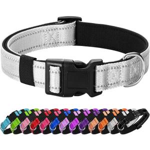Reflective Dog Collar Padded with Soft Neoprene Breathable Quick Release Basic Dog Collars for Dogs Girl Boy Silver, Size: S:width 5/8"neck 10.5-16"
