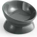 LoeJan Elevated Cat Food Bowl, 5 Oz Ceramic Raised and Tilted Water Bowl, Anti Vomiting and Protect Pets' Spines Dishes for Small Dog, Fat Faced Cat, Kitten (Gray, 1 Pack)