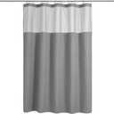 N&Y HOME 54 Inch Waffle Weave Shower Curtain with Snap-in Fabric Liner & 12 Metal Hooks Set - 54" x 72" Shower Stall Size, Hotel Style & Mesh Top Window, Machine Washable - Gray, 54x72
