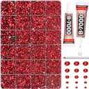 20100Pcs Red Rhinestones for Crafts Bedazzling with b7000 Gem Glue, Flatback Rinestones Crystals Diamonds for Clothing Clothes Fabric Shoes Decoration, Flat Back Gemstones Bulk Badazzle Kit 2-6mm