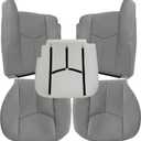 Driver & Passenger Bottom and Top Lean Back Seat Covers & Foam Cushion Gray #922 or 92i Compatible with Chevy Silverado Suburban Avalanche GMC Sierra Tahoe Yukon 2003 2004 2005 2006