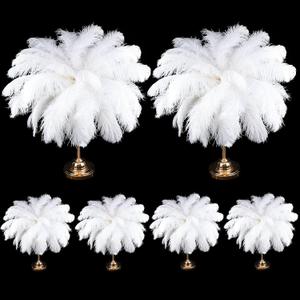 XunYee 100 Pcs Large Natural Ostrich Feathers Plumes Bulk for Centerpiece 16-18 Inch (40-45 Cm) Feathers for DIY Crafts Christmas Wedding Masquerade Party Decorations(White)