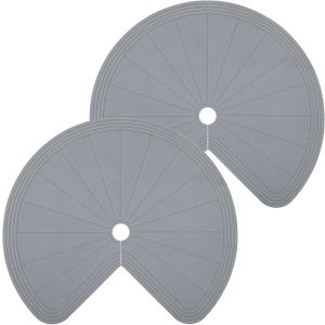 DoubleFill 2 Pack 26 Inch Lazy Susan Shelf Liner Silicone Shelf Liner Non Adhesive Circle Kitchen Liners Non Slip Cabinet Liners for Drawer Refrigerator Cupboard Cabinet Organizers(Gray)